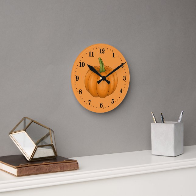 Reloj Redondo Mediano calabaza de temporada de otoño  (Oficina)