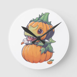Reloj Redondo Mediano calabaza loca tratando de comer espeluznante