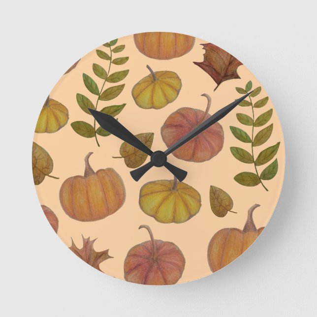 Reloj Redondo Mediano Calabazas  (Anverso)