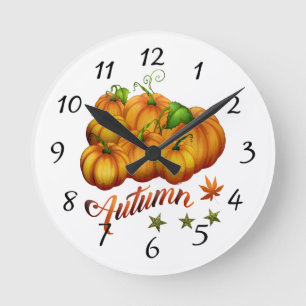 Reloj Redondo Mediano Calabazas otoñales