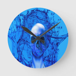 Reloj Redondo Mediano Calavera azul alienígena