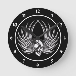 Reloj Redondo Mediano Calavera con alas