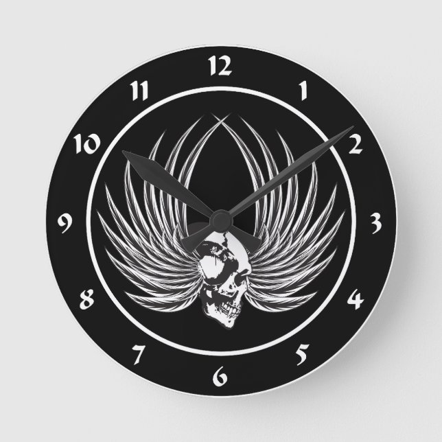 Reloj Redondo Mediano Calavera con alas (Anverso)