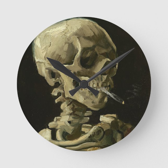 Reloj Redondo Mediano Calavera con cigarrillo de Van Gogh (Anverso)