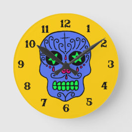 Reloj Redondo Mediano Calavera de Azúcar