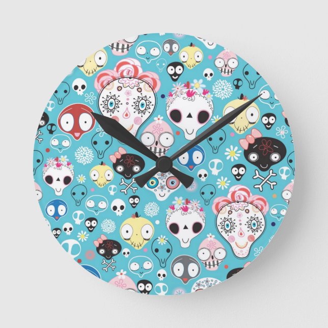 Reloj Redondo Mediano Calavera de risa de textura (Anverso)