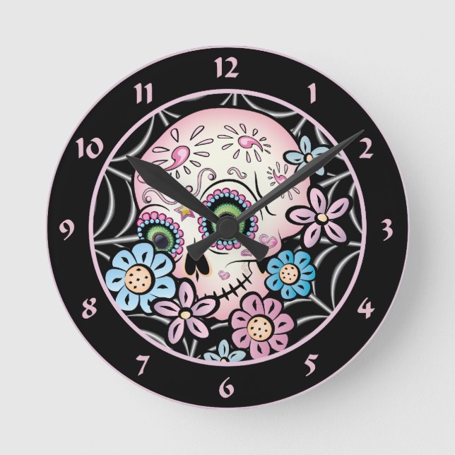 Reloj Redondo Mediano Calavera dulce de azúcar (Anverso)
