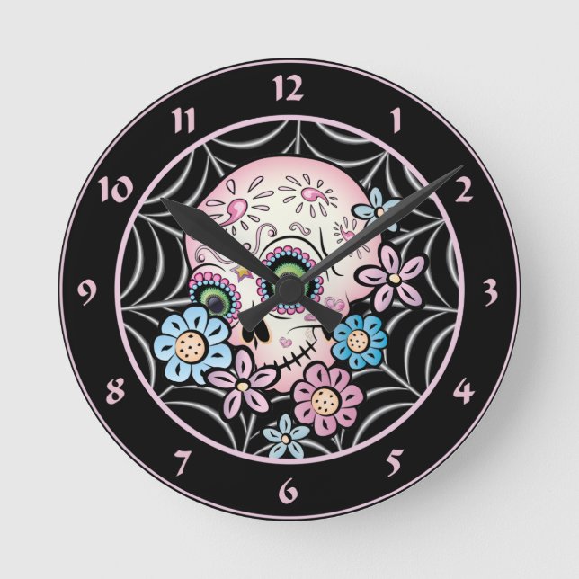 Reloj Redondo Mediano Calavera dulce de azúcar (Anverso)