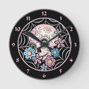 Reloj Redondo Mediano Calavera dulce de azúcar