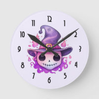 Calavera en sombrero de bruja caprichosa
