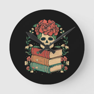 Reloj Redondo Mediano Calavera Floral en tus Libros