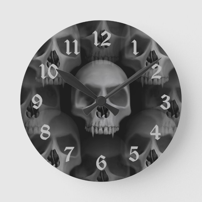 Reloj Redondo Mediano Calavera gótica (Anverso)