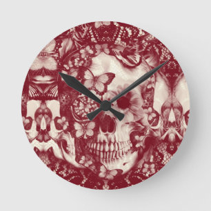 Reloj Redondo Mediano Calavera gótica victoriana
