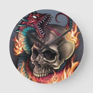 Reloj Redondo Mediano Calavera + serpiente