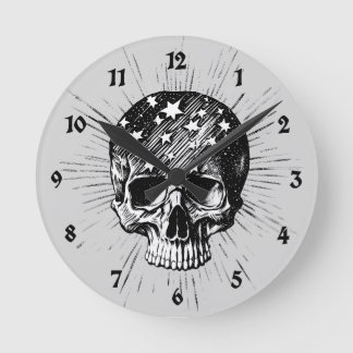 Reloj Redondo Mediano Calavera y estrellas II