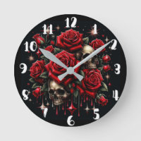 Calaveras doradas y rosas rojas brillan con glamou