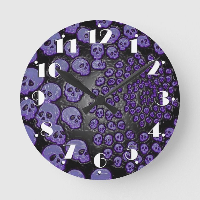 Reloj Redondo Mediano Calaveras espirales (Anverso)