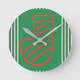 Reloj Redondo Mediano Calcetín de Navidad Rojo Verde sobre Verde