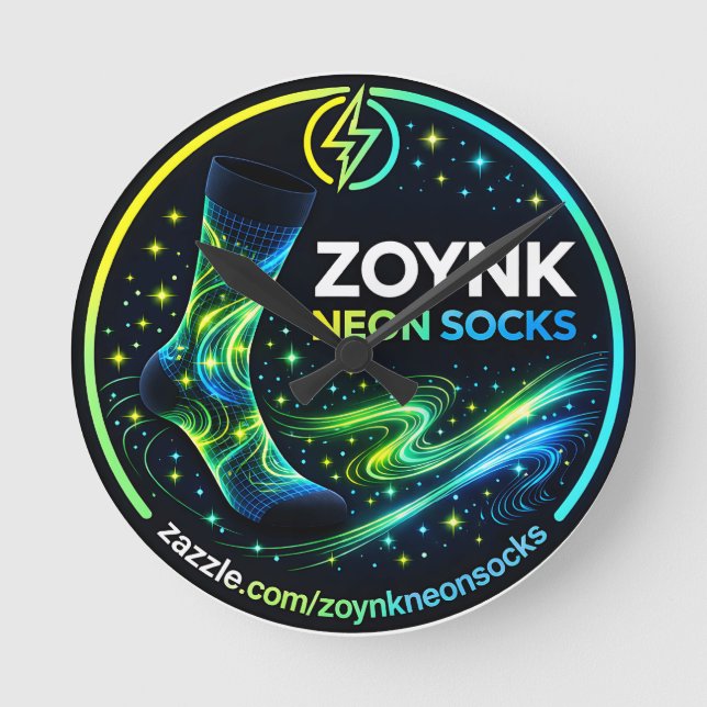 Reloj Redondo Mediano Calcetines Neon Zoynk (Anverso)