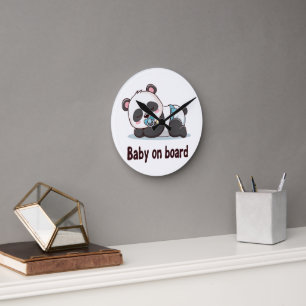 Reloj Redondo Mediano Calcomanía para coche de Panda Durmiente Adorable 
