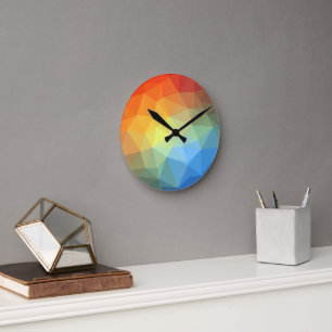 Reloj Redondo Mediano Caleidoscopio de Arcoíris Geométrico