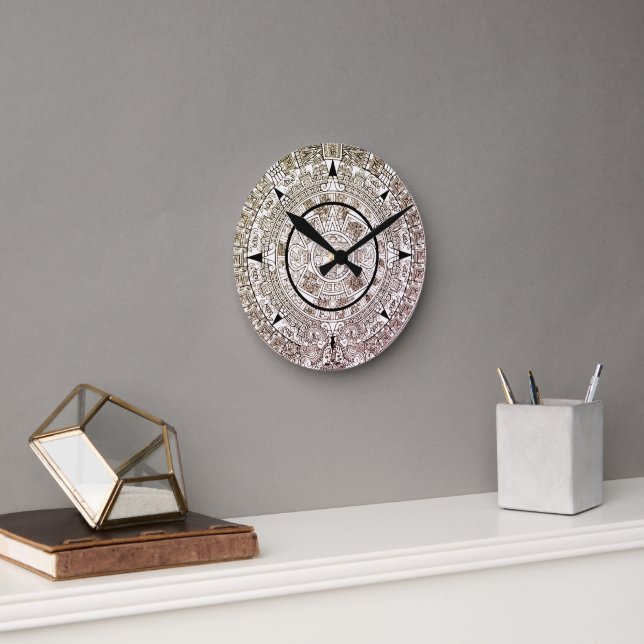 Reloj Redondo Mediano Calendario Disco Solar Azteca (Oficina)