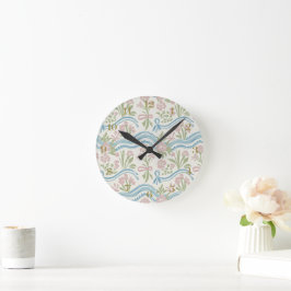 Reloj Redondo Mediano Caléndula preppy grandmillennial floral onda raya