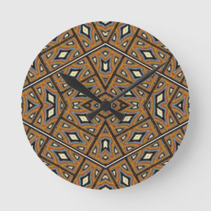 Reloj Redondo Mediano Calidoscopio de Ladrillos Africanos