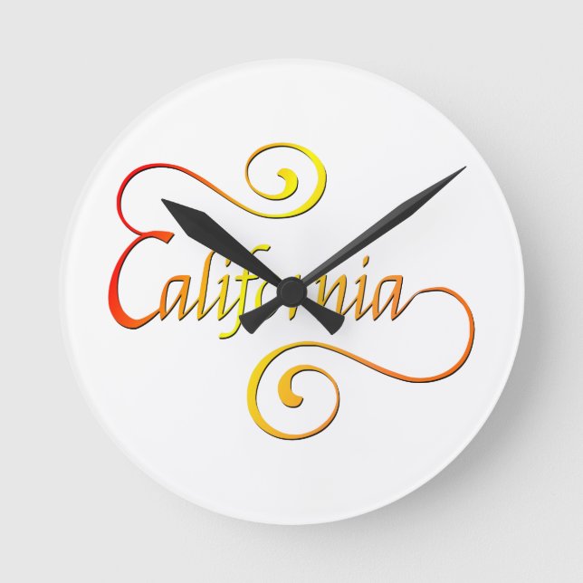 Reloj Redondo Mediano California Typography Art (Anverso)