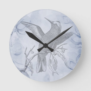 Reloj Redondo Mediano Caligrafía artística de aves decorativas