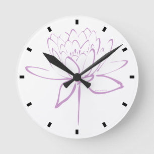 Reloj Redondo Mediano Caligrafía de flor de Lotus