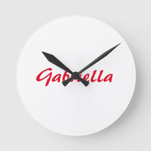 Reloj Redondo Mediano Caligrafía Elegante Red White Plain Nombre simple