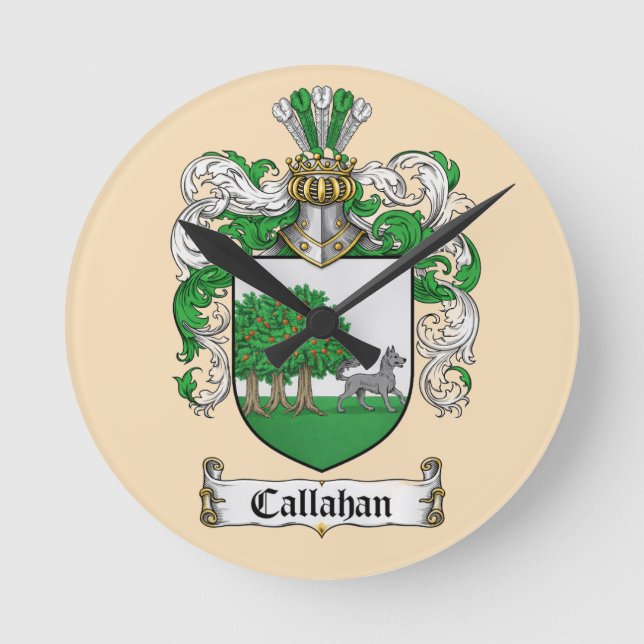 Reloj Redondo Mediano Callahan Coat of Arms Round Clock ( (Anverso)