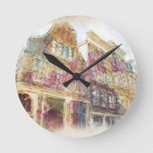 Reloj Redondo Mediano Calles de Amsterdam vieja