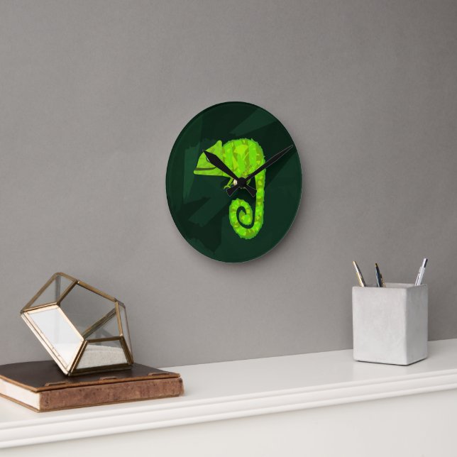 Reloj Redondo Mediano Camaleón verde lindo (Oficina)