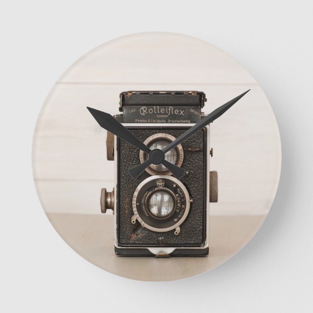 Reloj Redondo Mediano Cámara gemela de la lente de Rolleiflex del (Anverso)