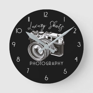 Reloj Redondo Mediano Cámara réflex digital negra fotógrafo fotografía