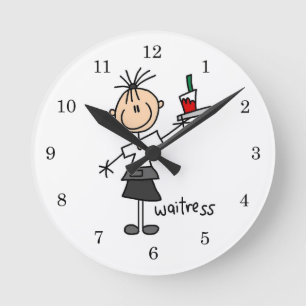 Reloj Redondo Mediano Camarera Figura de Palitos