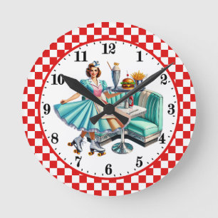 Reloj Redondo Mediano Camarero de patatas fritas de hamburguesa de resta