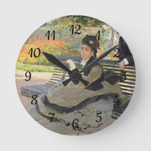 Reloj Redondo Mediano Camille Monet en un banco Claude Monet