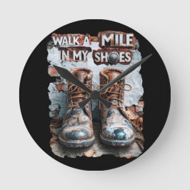 Reloj Redondo Mediano Camina a una milla en mis zapatos - Inspirador rús