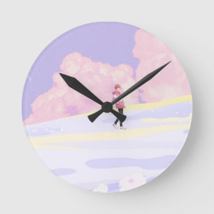 Reloj Redondo Mediano Caminante del paisaje onírico pastel