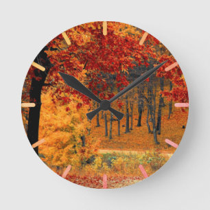 Reloj Redondo Mediano Camino de otoño