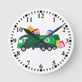 Reloj Redondo Mediano Camión de basura de reciclaje ABC