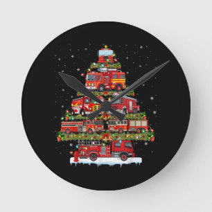 Reloj Redondo Mediano Camión de bomberos enciende a Navidades de bombero