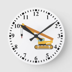 Reloj Redondo Mediano Camión de construcción de grúas