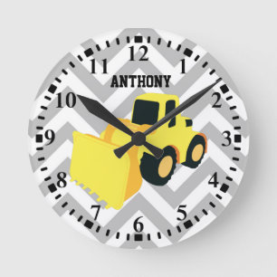 Reloj Redondo Mediano Camión de construcción del cargador frontal person