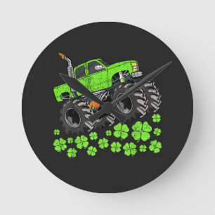 Reloj Redondo Mediano Camión Monstruo Suerte Día de San Patricio para Ni
