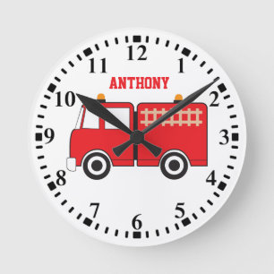Reloj Redondo Mediano Camión Rojo Personalizado