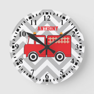 Reloj Redondo Mediano Camión Rojo Personalizado